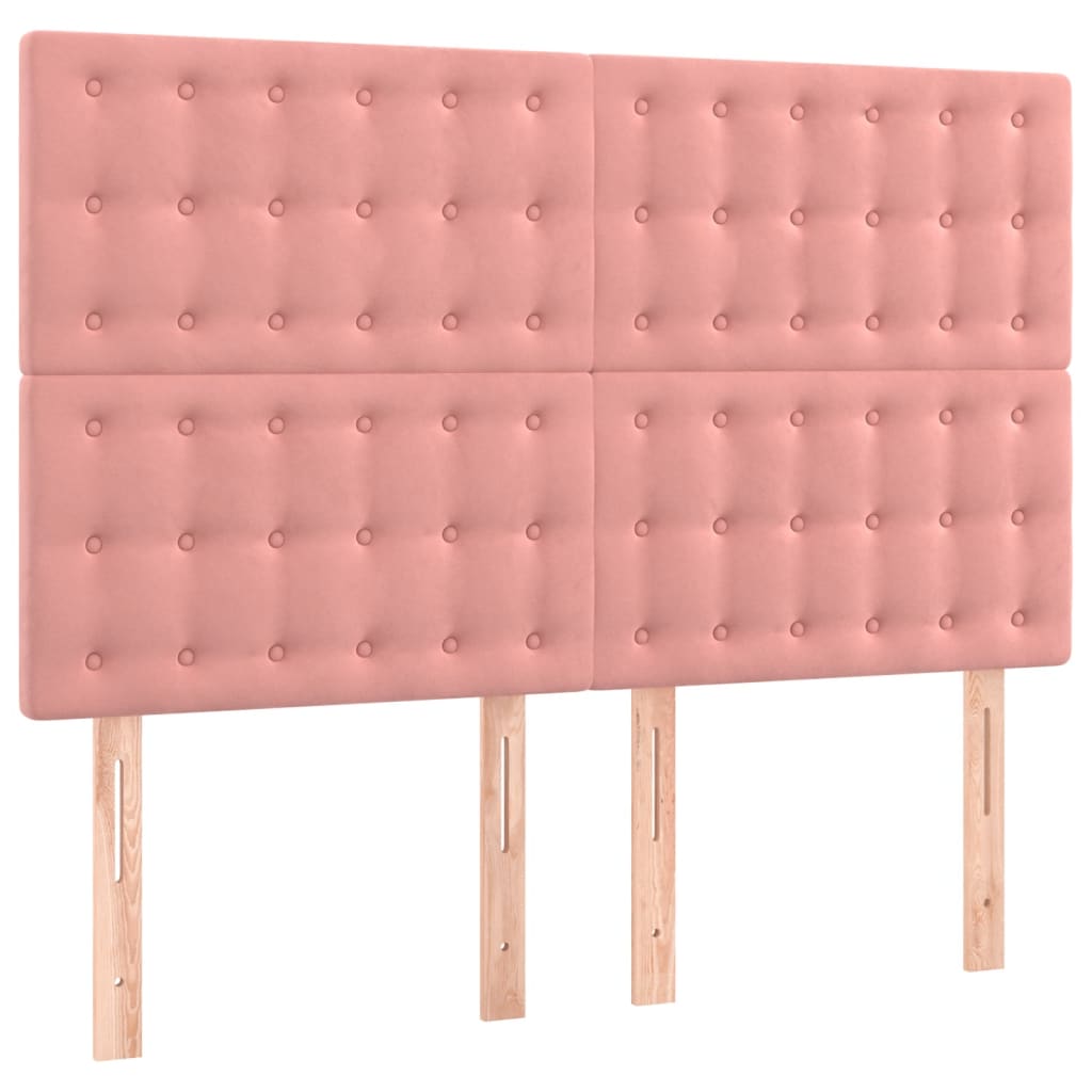 Cabeceira de cama c/ luzes LED veludo 144x5x118/128 cm rosa