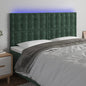 Cabeceira de cama c/ LED veludo 160x5x118/128 cm verde-escuro