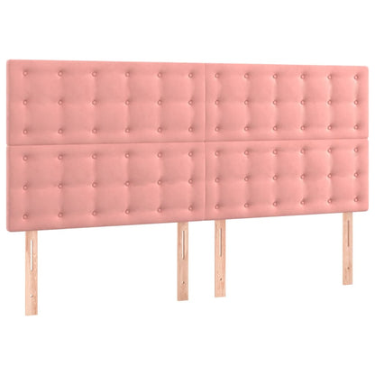 Cabeceira de cama c/ luzes LED veludo 160x5x118/128 cm rosa