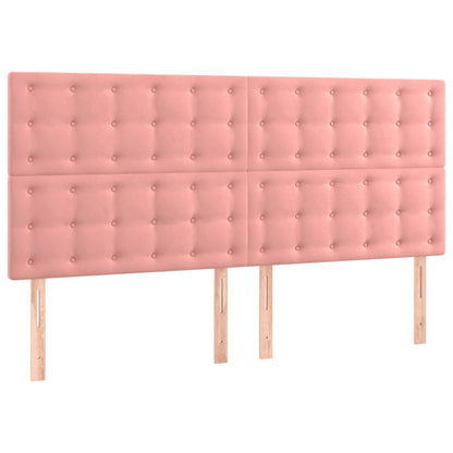 Cabeceira de cama c/ luzes LED veludo 180x5x118/128 cm rosa