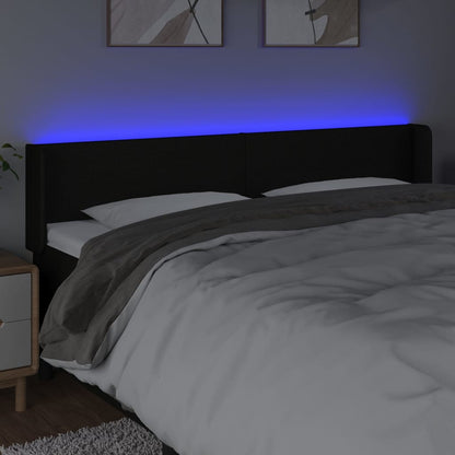 Cabeceira de cama c/ luzes LED tecido 163x16x78/88 cm preto