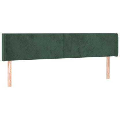 Cabeceira cama c/ luzes LED veludo 183x16x78/88 cm verde-escuro