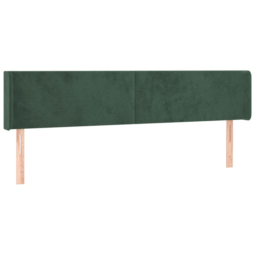 Cabeceira cama c/ luzes LED veludo 203x16x78/88 cm verde-escuro