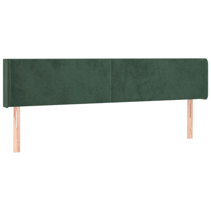 Cabeceira cama c/ luzes LED veludo 203x16x78/88 cm verde-escuro