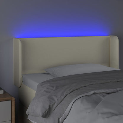 Cabeceira de cama c/ LED 83x16x78/88 cm couro artificial crème