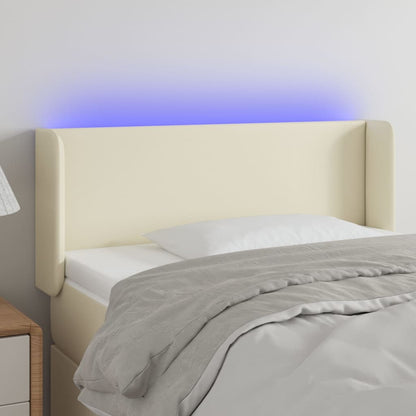 Cabeceira de cama c/ LED 83x16x78/88 cm couro artificial crème