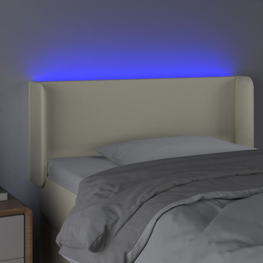 Cabeceira de cama c/ LED 93x16x78/88 cm couro artificial crème