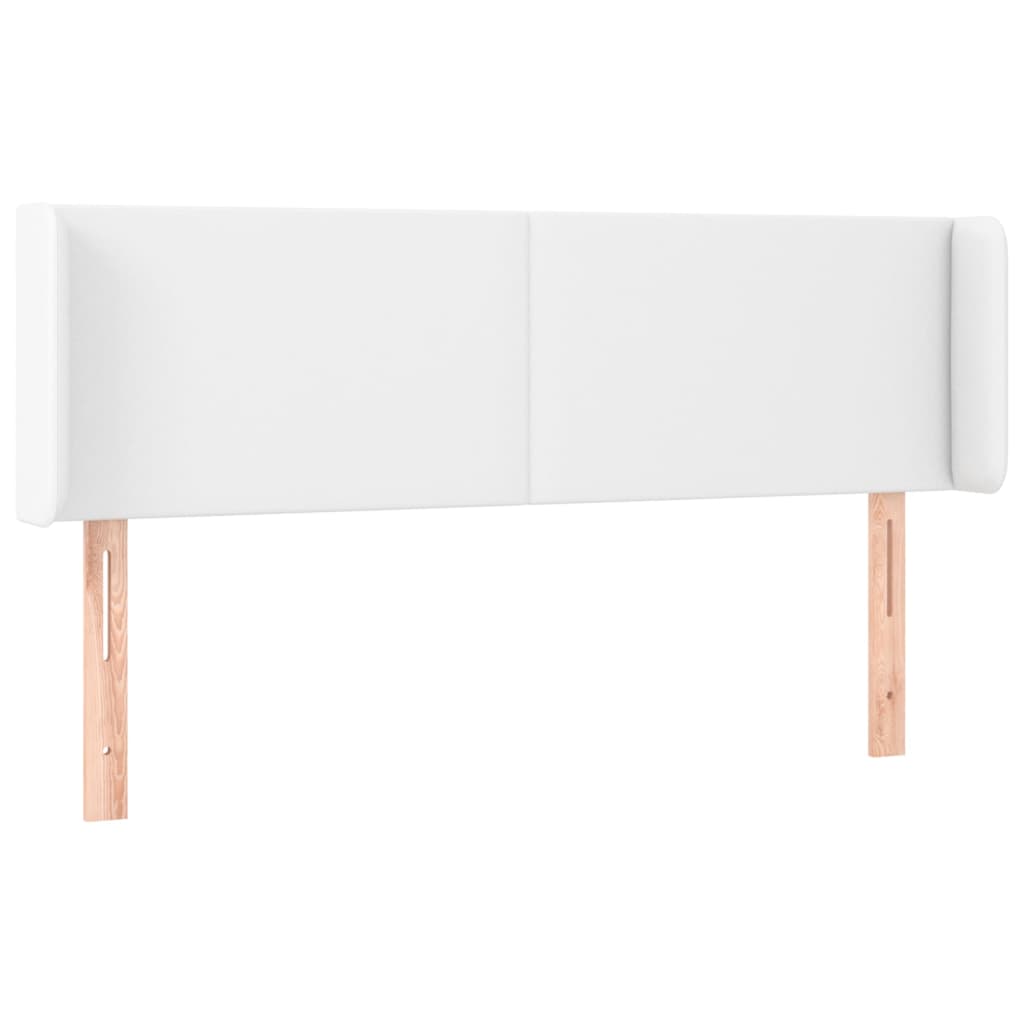 Cabeceira de cama c/ LED couro artificial 147x16x78/88cm branco