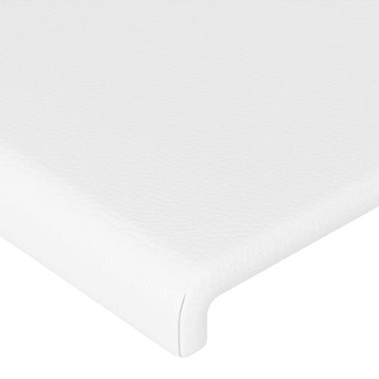 Cabeceira de cama c/ LED couro artificial 147x16x78/88cm branco