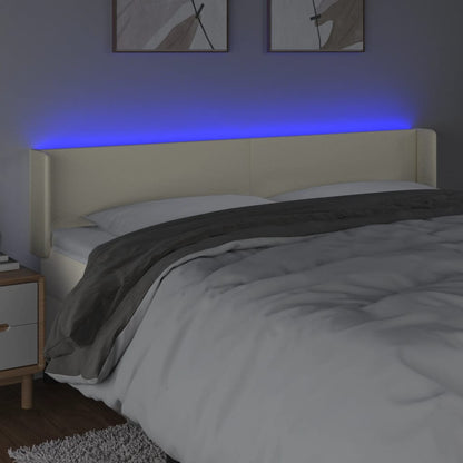 Cabeceira de cama c/ LED 163x16x78/88 cm couro artificial crème