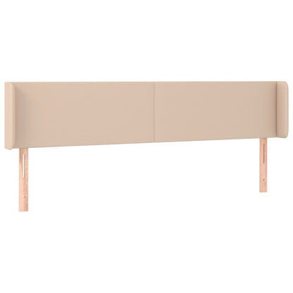 Cabeceira cama LED couro artificial 183x16x78/88 cm cappuccino