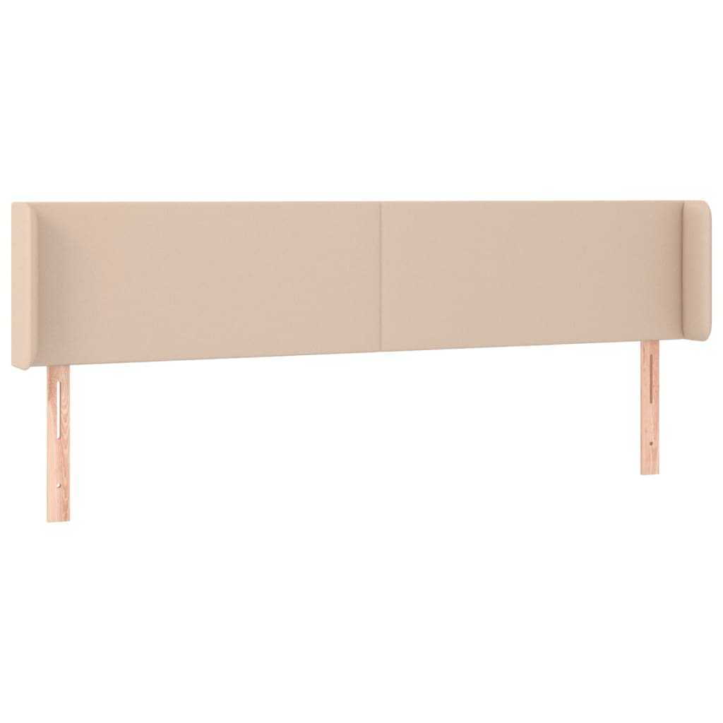 Cabeceira cama LED couro artificial 203x16x78/88 cm cappuccino