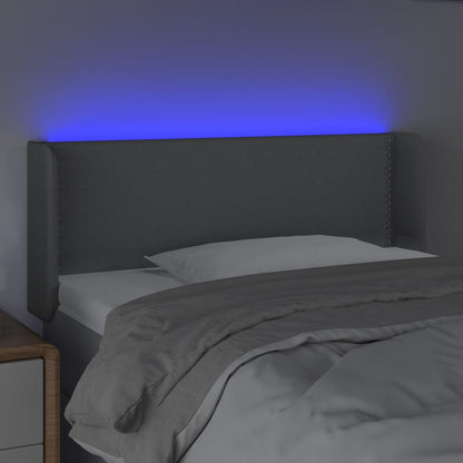 Cabeceira de cama c/ luzes LED tecido 93x16x78/88cm cinza-claro