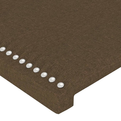 Cabeceira de cama c/ luzes LED tecido 203x16x78/88 cm castanho