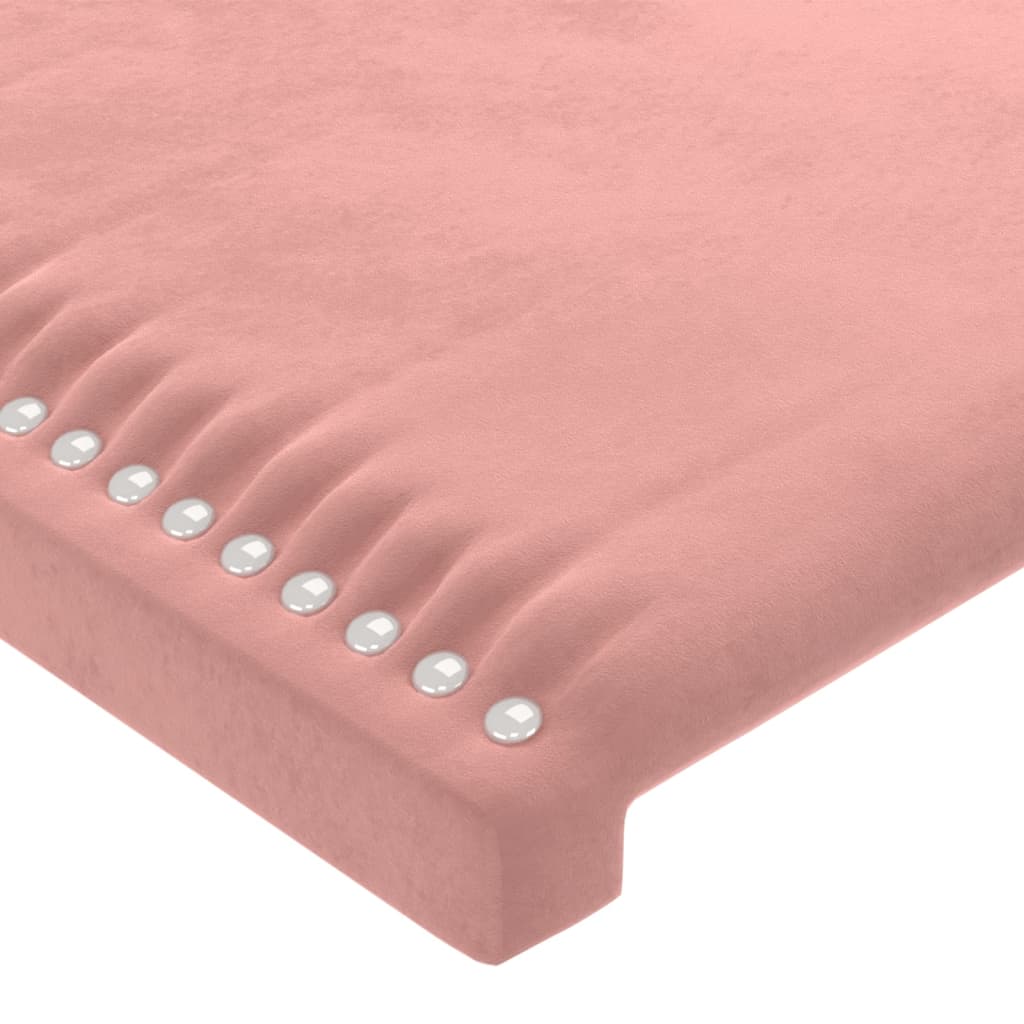 Cabeceira de cama c/ luzes LED veludo 103x16x78/88 cm rosa