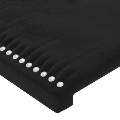 Cabeceira de cama c/ luzes LED veludo 163x16x78/88 cm preto