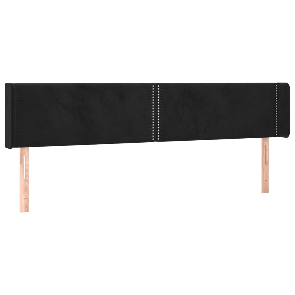 Cabeceira de cama c/ luzes LED veludo 203x16x78/88 cm preto