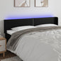 Cabeceira de cama c/ LED couro artificial 183x16x78/88 cm preto