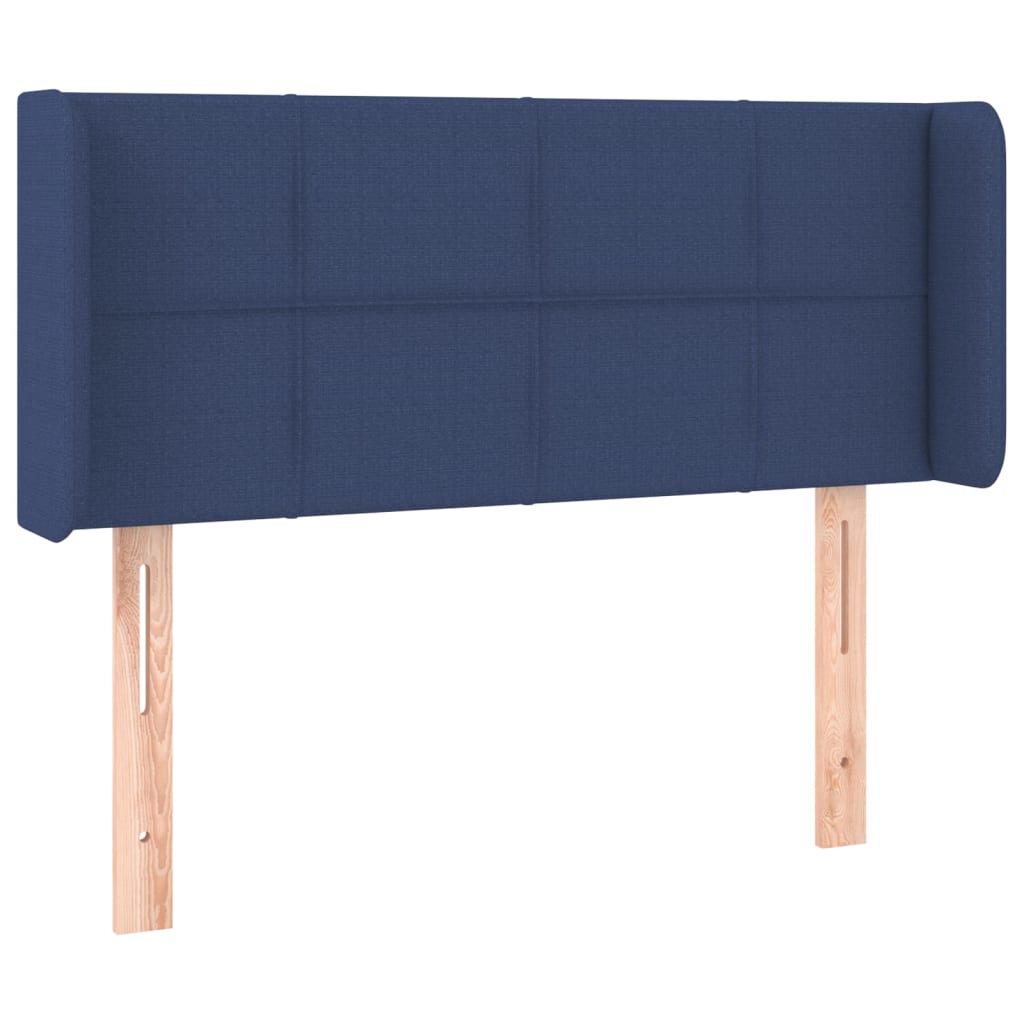 Cabeceira de cama c/ luzes LED tecido 103x16x78/88 cm azul