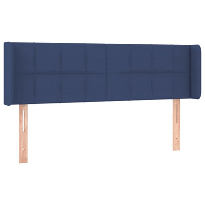 Cabeceira de cama c/ luzes LED tecido 147x16x78/88 cm azul