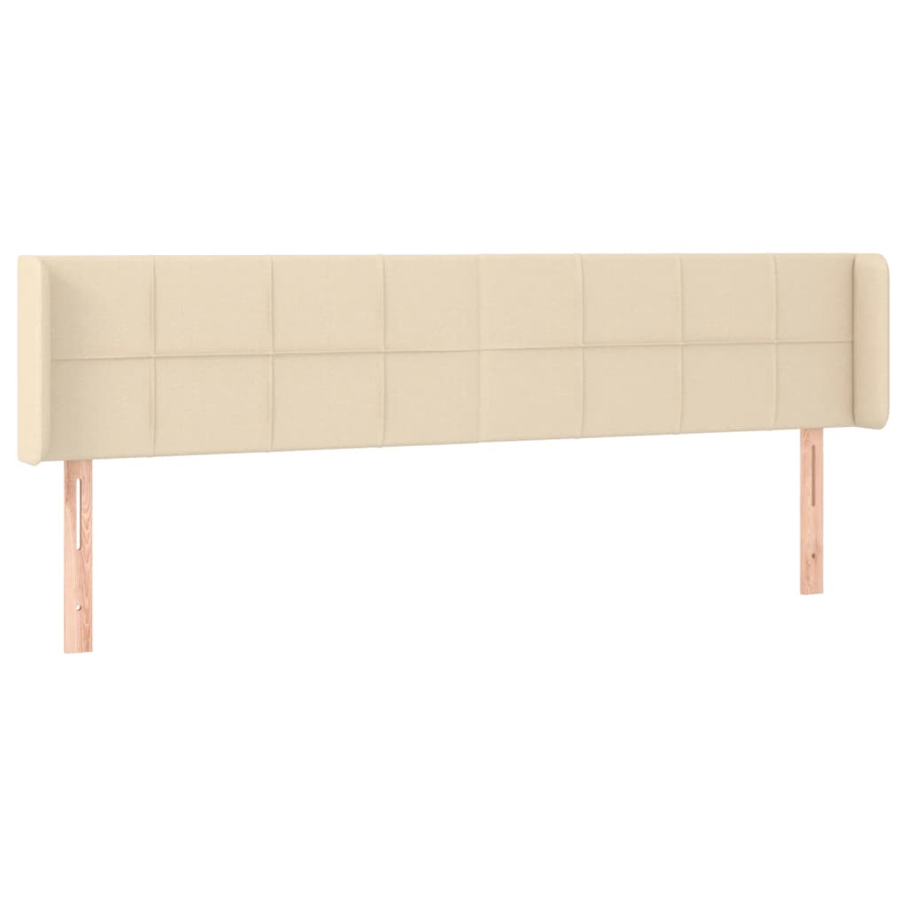 Cabeceira de cama c/ luzes LED tecido 163x16x78/88 cm cor creme