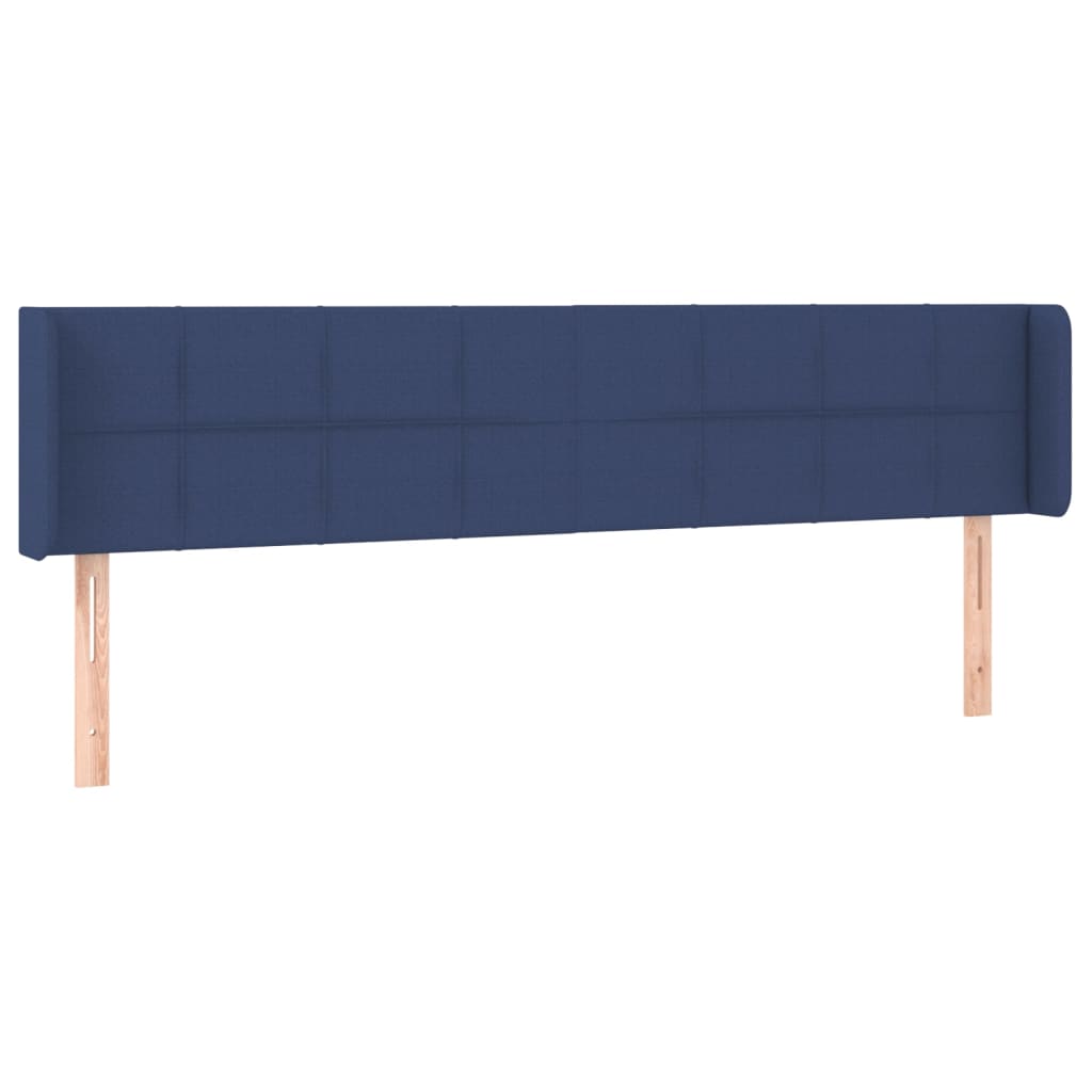 Cabeceira de cama c/ luzes LED tecido 203x16x78/88 cm azul