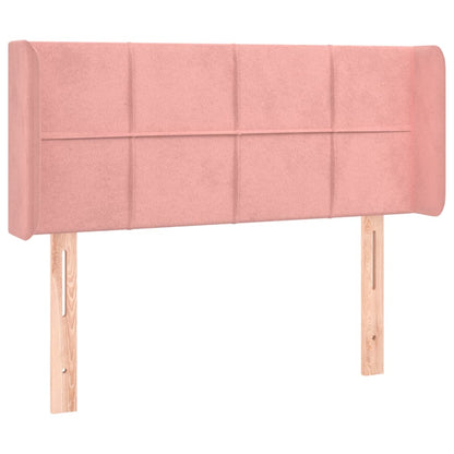 Cabeceira de cama c/ luzes LED veludo 83x16x78/88 cm rosa