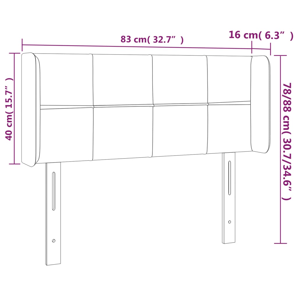 Cabeceira de cama c/ luzes LED veludo 83x16x78/88 cm rosa
