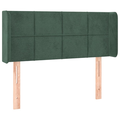 Cabeceira cama c/ luzes LED veludo 103x16x78/88 cm verde-escuro