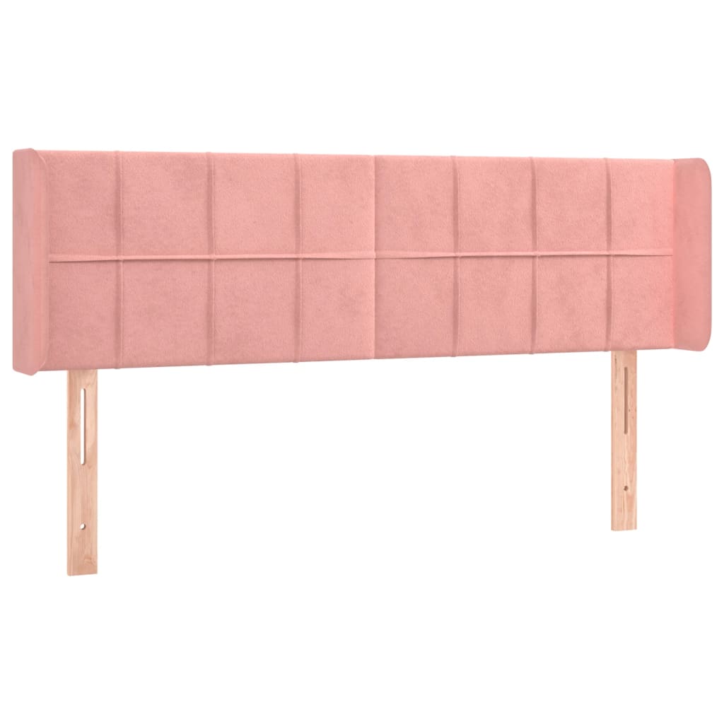 Cabeceira de cama c/ luzes LED veludo 147x16x78/88 cm rosa