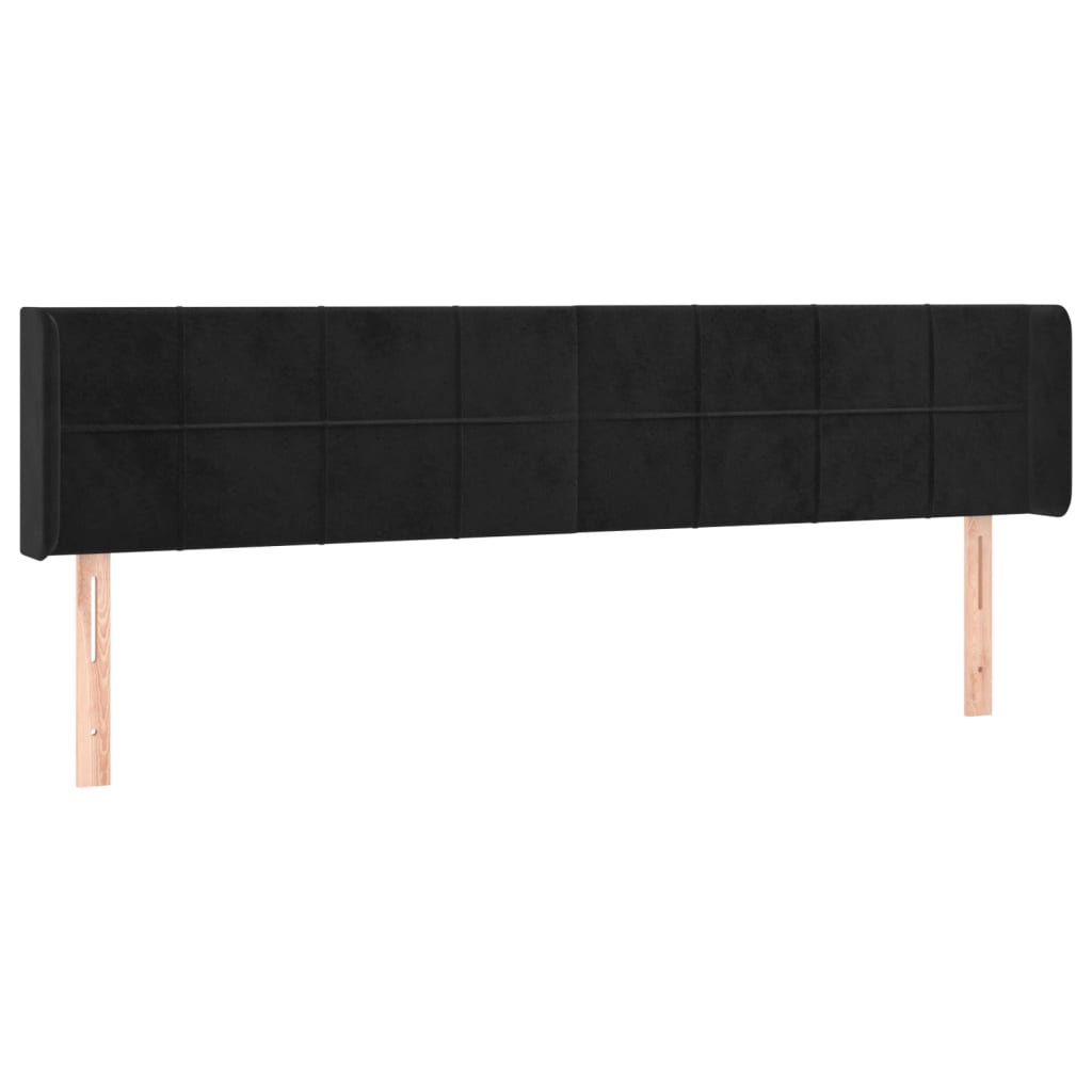 Cabeceira de cama c/ luzes LED veludo 163x16x78/88 cm preto