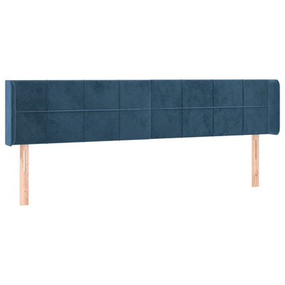 Cabeceira cama c/ luzes LED veludo 163x16x78/88 cm azul-escuro