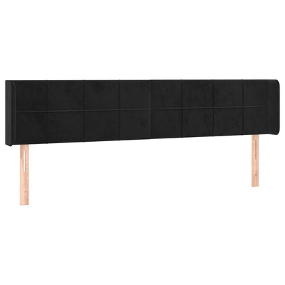 Cabeceira de cama c/ luzes LED veludo 183x16x78/88 cm preto