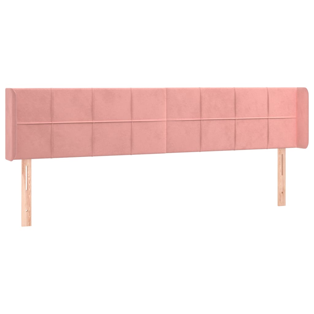 Cabeceira de cama c/ luzes LED veludo 183x16x78/88 cm rosa