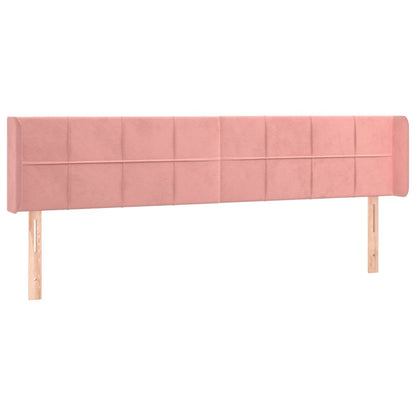 Cabeceira de cama c/ luzes LED veludo 183x16x78/88 cm rosa