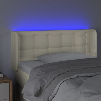 Cabeceira de cama c/ LED 93x16x78/88 cm couro artificial crème