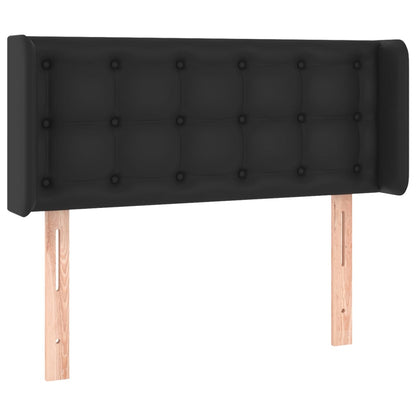 Cabeceira de cama c/ LED couro artificial 103x16x78/88 cm preto