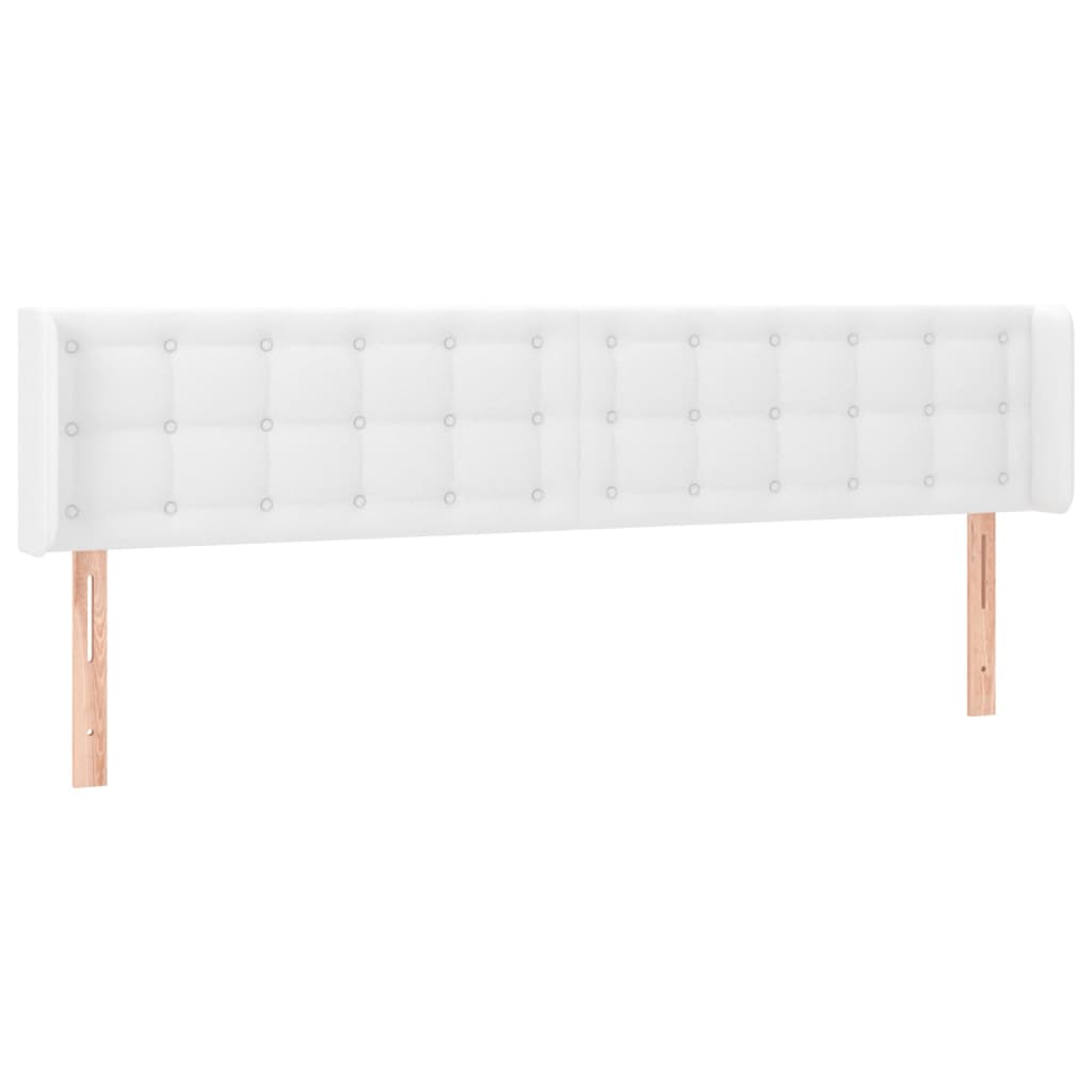 Cabeceira de cama c/ LED couro artificial 203x16x78/88cm branco