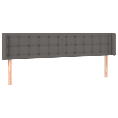 Cabeceira cama c/ LED 203x16x78/88 cm couro artificial cinzento