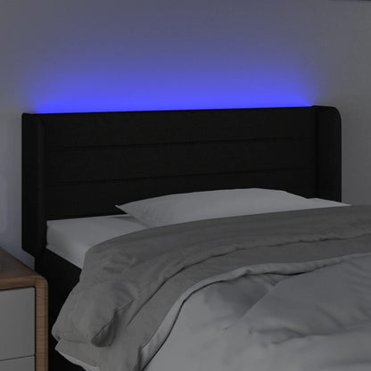 Cabeceira de cama c/ luzes LED tecido 83x16x78/88 cm preto