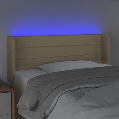 Cabeceira de cama c/ luzes LED tecido 83x16x78/88 cm cor creme