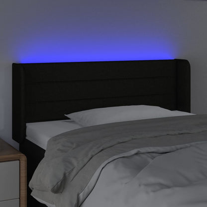 Cabeceira de cama c/ luzes LED tecido 93x16x78/88 cm preto