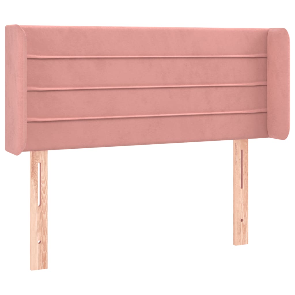 Cabeceira de cama c/ luzes LED veludo 93x16x78/88 cm rosa