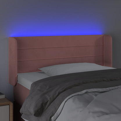Cabeceira de cama c/ luzes LED veludo 93x16x78/88 cm rosa