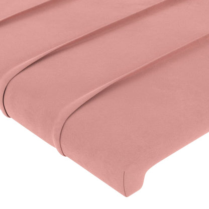 Cabeceira de cama c/ luzes LED veludo 93x16x78/88 cm rosa