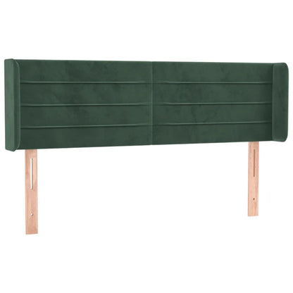 Cabeceira cama c/ luzes LED veludo 147x16x78/88 cm verde-escuro