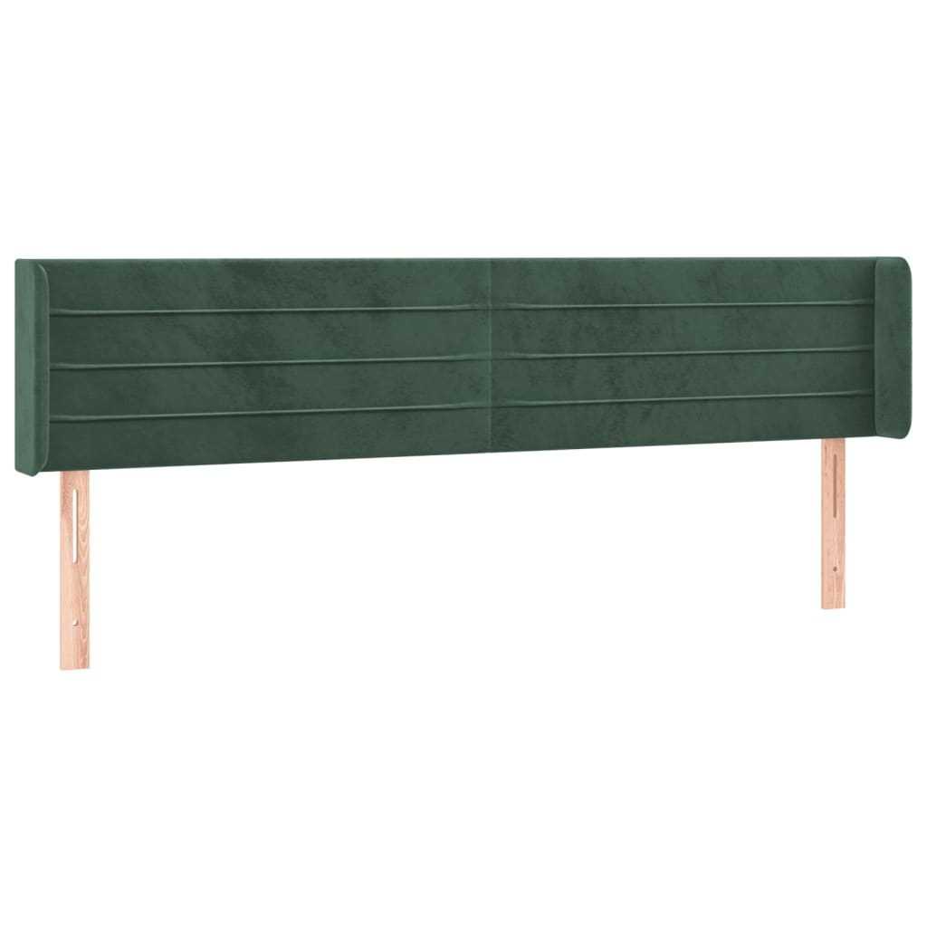 Cabeceira cama c/ luzes LED veludo 163x16x78/88 cm verde-escuro