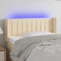 Cabeceira de cama c/ luzes LED tecido 93x16x78/88 cm cor creme