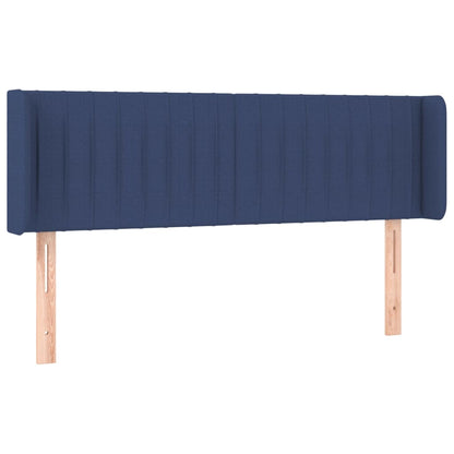 Cabeceira de cama c/ luzes LED tecido 147x16x78/88 cm azul