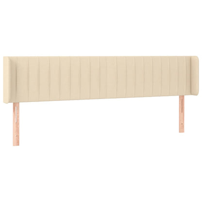Cabeceira de cama c/ luzes LED tecido 183x16x78/88 cm cor creme